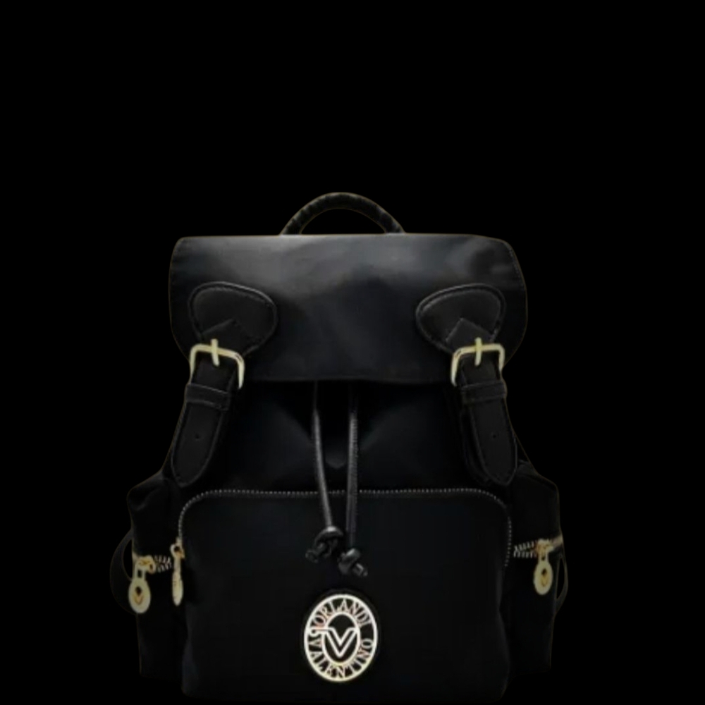 Valentino Orlandi Black Backpack with Gold Accents